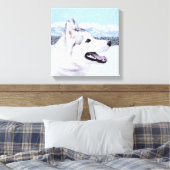 Siberië Husky (zilver en wit) schilderende hond ku Canvas Afdruk (Insitu (Slaapkamer))
