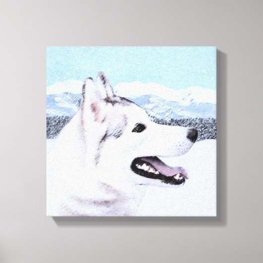 Siberië Husky (zilver en wit) schilderende hond ku Canvas Afdruk (Voorkant)