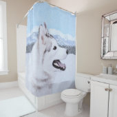 Siberië Husky (zilver en wit) schilderende hond ku Douchegordijn (In situ)