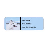 Siberië Husky (zilver en wit) schilderende hond ku Etiket (Voorkant)