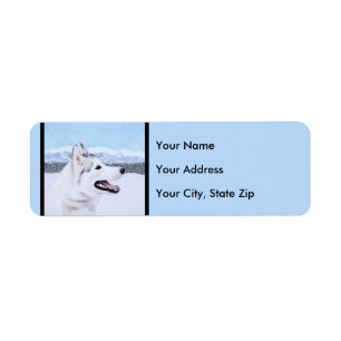 Siberië Husky (zilver en wit) schilderende hond ku Etiket