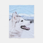 Siberië Husky (zilver en wit) schilderende hond ku Fleece Deken (Voorkant)
