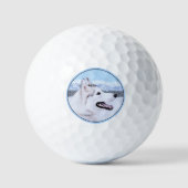 Siberië Husky (zilver en wit) schilderende hond ku Golfballen (Voorkant)