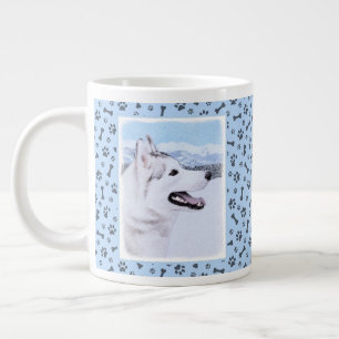 Siberië Husky (zilver en wit) schilderende hond ku Grote Koffiekop