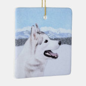 Siberië Husky (zilver en wit) schilderende hond ku Keramisch Ornament (Rechts)