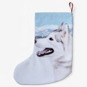 Siberië Husky (zilver en wit) schilderende hond ku Kleine Kerstsok (Achterkant)
