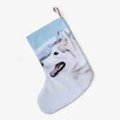Siberië Husky (zilver en wit) schilderende hond ku Kleine Kerstsok (Achterkant (Hangend))