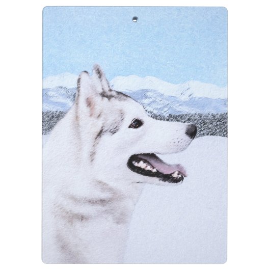 Siberië Husky (zilver en wit) schilderende hond ku Klembord (Achterkant)