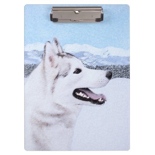 Siberië Husky (zilver en wit) schilderende hond ku Klembord (Voorkant)