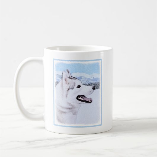 Siberië Husky (zilver en wit) schilderende hond ku Koffiemok (Links)