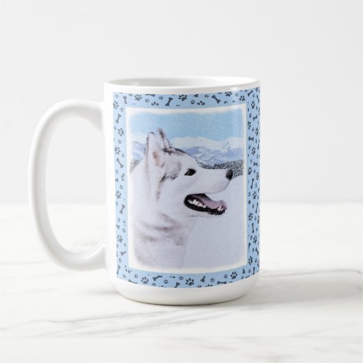 Siberië Husky (zilver en wit) schilderende hond ku Koffiemok (Links)