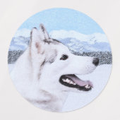 Siberië Husky (zilver en wit) schilderende hond ku Labels (Design 2)
