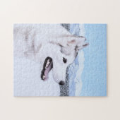 Siberië Husky (zilver en wit) schilderende hond ku Legpuzzel (Horizontaal)