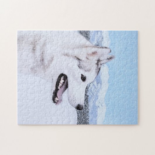 Siberië Husky (zilver en wit) schilderende hond ku Legpuzzel (Horizontaal)