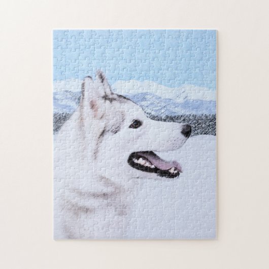 Siberië Husky (zilver en wit) schilderende hond ku Legpuzzel (Verticaal)