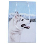 Siberië Husky (zilver en wit) schilderende hond ku Medium Cadeauzakje (Achterkant)