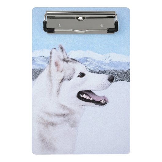 Siberië Husky (zilver en wit) schilderende hond ku Mini Klembord (Voorkant)