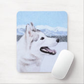 Siberië Husky (zilver en wit) schilderende hond ku Muismat (Met muis)