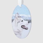 Siberië Husky (zilver en wit) schilderende hond ku Ornament (voorkant)
