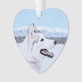 Siberië Husky (zilver en wit) schilderende hond ku Ornament (voorkant)