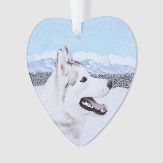 Siberië Husky (zilver en wit) schilderende hond ku Ornament (voorkant)