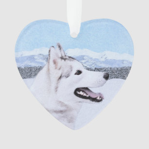 Siberië Husky (zilver en wit) schilderende hond ku Ornament