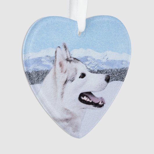 Siberië Husky (zilver en wit) schilderende hond ku Ornament (voorkant)