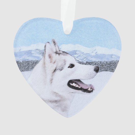 Siberië Husky (zilver en wit) schilderende hond ku Ornament (achterkant)