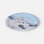 Siberië Husky (zilver en wit) schilderende hond ku Papieren Bordje (Gekanteld)