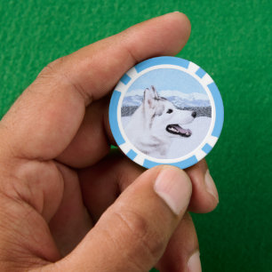 Siberië Husky (zilver en wit) schilderende hond ku Poker Chips