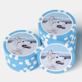 Siberië Husky (zilver en wit) schilderende hond ku Poker Chips (Opstapeling)