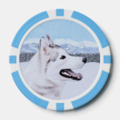 Siberië Husky (zilver en wit) schilderende hond ku Poker Chips (Voorkant)