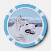 Siberië Husky (zilver en wit) schilderende hond ku Poker Chips (Achterkant)