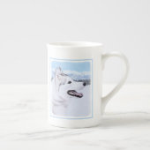 Siberië Husky (zilver en wit) schilderende hond ku Porselein Kop (Rechts)