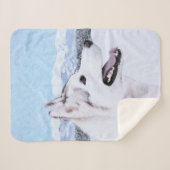 Siberië Husky (zilver en wit) schilderende hond ku Sherpa Deken (Voorkant (horizontaal))