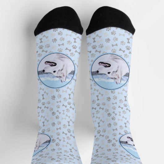 Siberië Husky (zilver en wit) schilderende hond ku Sokken (Top)