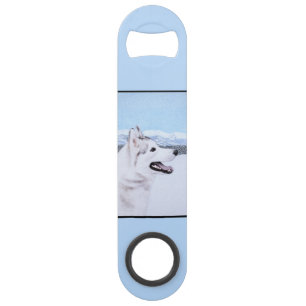 Siberië Husky (zilver en wit) schilderende hond ku Speed Flessenopener