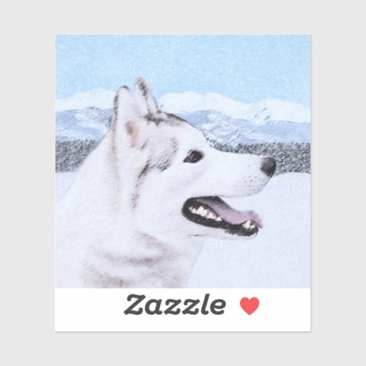 Siberië Husky (zilver en wit) schilderende hond ku Sticker (Vel)