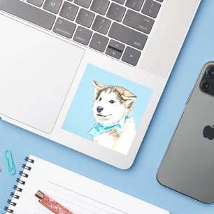 Siberië Husky (zilver en wit) schilderende hond ku Sticker