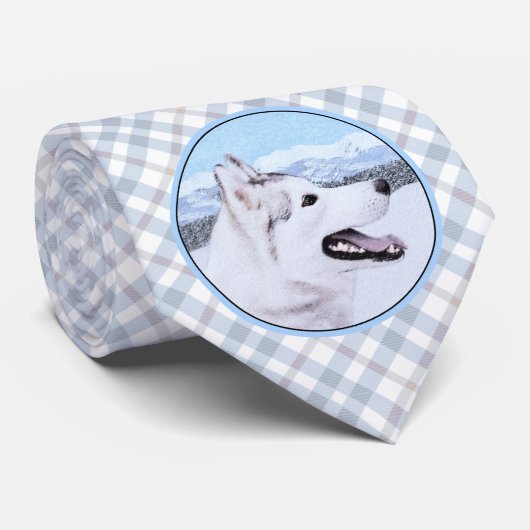 Siberië Husky (zilver en wit) schilderende hond ku Stropdas (Opgerold)