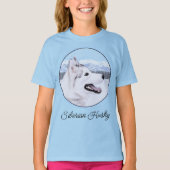 Siberië Husky (zilver en wit) schilderende hond ku T-shirt (Voorkant)