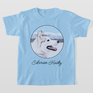 Siberië Husky (zilver en wit) schilderende hond ku T-shirt