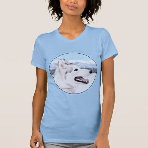 Siberië Husky (zilver en wit) schilderende hond ku T-shirt