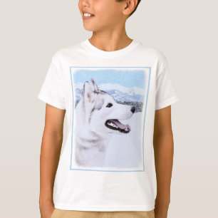 Siberië Husky (zilver en wit) schilderende hond ku T-shirt