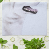 Siberië Husky (zilver en wit) schilderende hond ku Theedoek (Gevouwen)