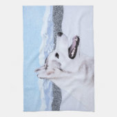 Siberië Husky (zilver en wit) schilderende hond ku Theedoek (Verticaal)