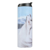 Siberië Husky (zilver en wit) schilderende hond ku Thermosbeker (Gedraaid links)
