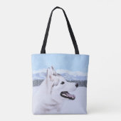 Siberië Husky (zilver en wit) schilderende hond ku Tote Bag (Achterkant)
