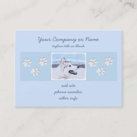 Siberië Husky (zilver en wit) schilderende hond ku Visitekaartje (Voorkant)