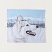 Siberië Husky (zilver en wit) schilderende hond ku Wandkleed (Voorkant (horizontaal))